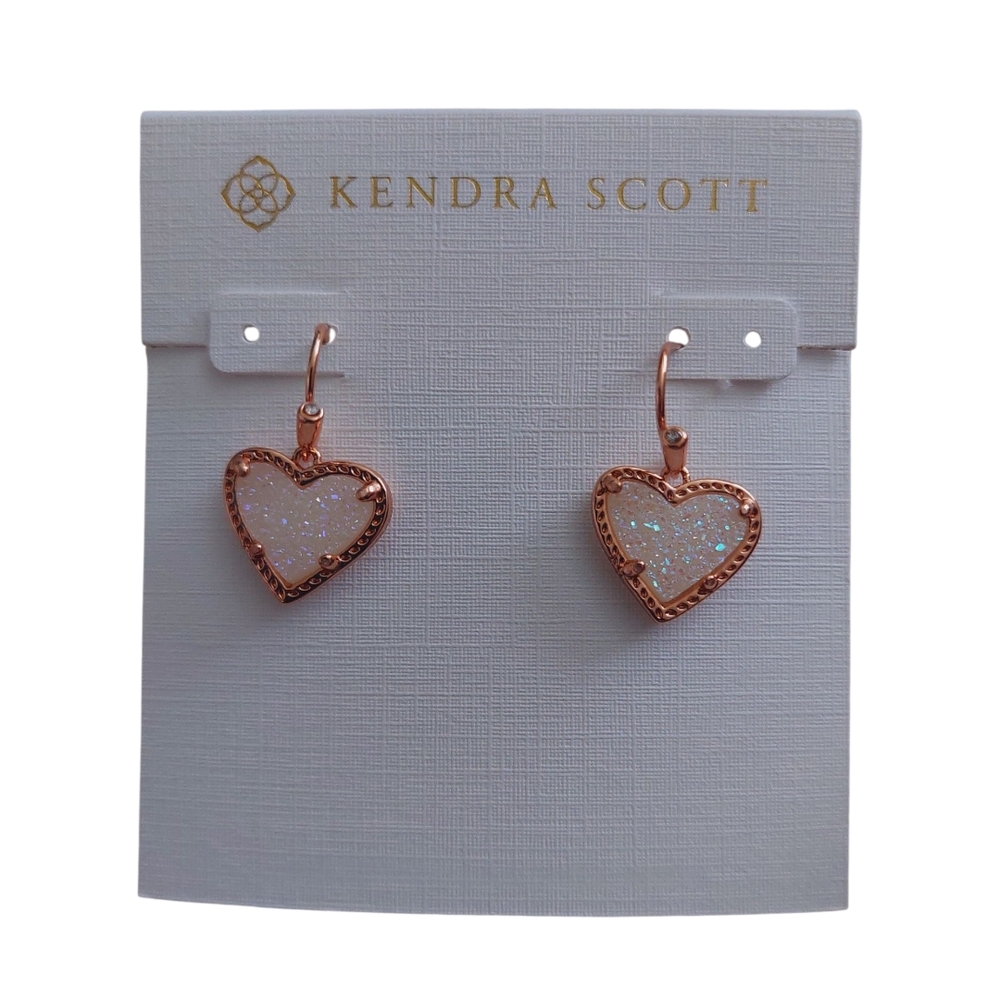 Kendra Scott Rose‎ Gold and White Heart Earrings